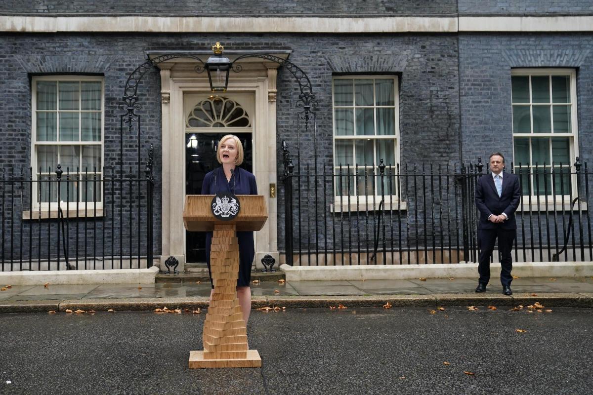 Liz Truss in front of No 10 Downing Street - Liz Truss Benefits despite Resignation